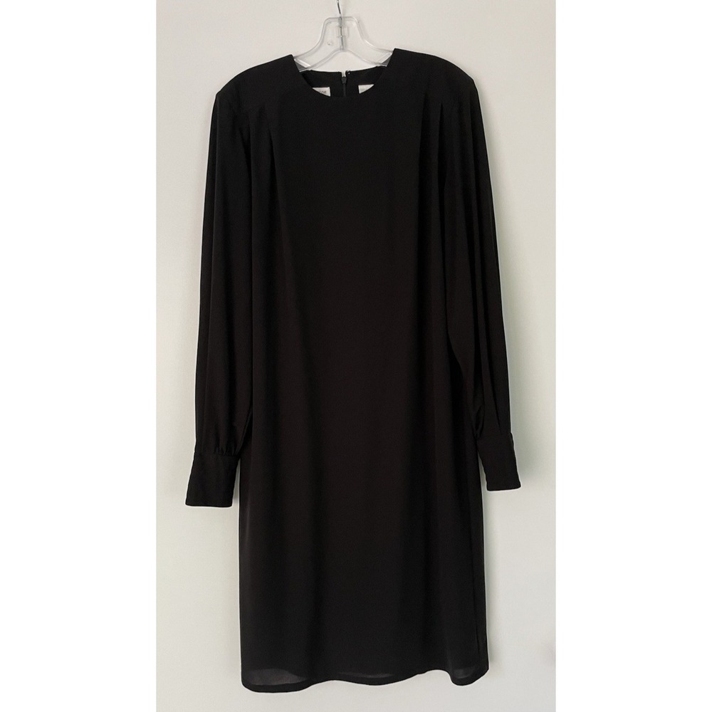 Liz Claiborne Size 6 Black Classic Dress,‎ Gold Edge Buttons on Sleeves